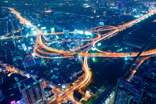     Bangkok Expressway ro Autobahn gece veya alacakaranlık, hava sahneleri 