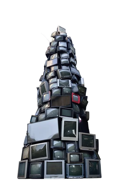 Stack or pile of CRT Display Television or TV — Stock Photo, Image