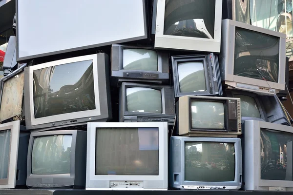 Stack or pile of CRT Display Television or TV — Stock Photo, Image