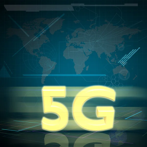 Символ Золотого 5G скоростной интернет на цифровом фоне — стоковое фото
