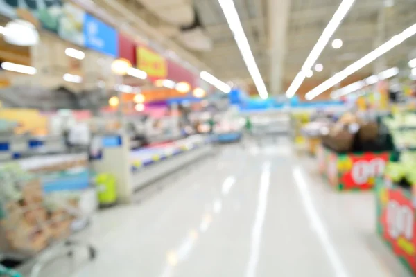 Fondo borroso de supermercado con bokeh, Varios Producto sh — Foto de Stock