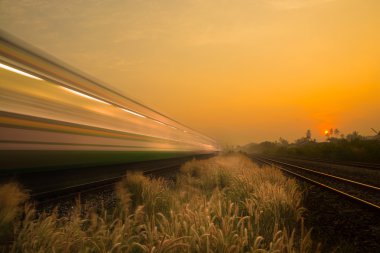 Sabahları ya da kırsal tren köprüden geçerken tren 