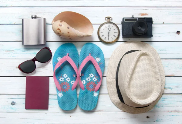 Flat lay of vacation items — Stock Photo, Image