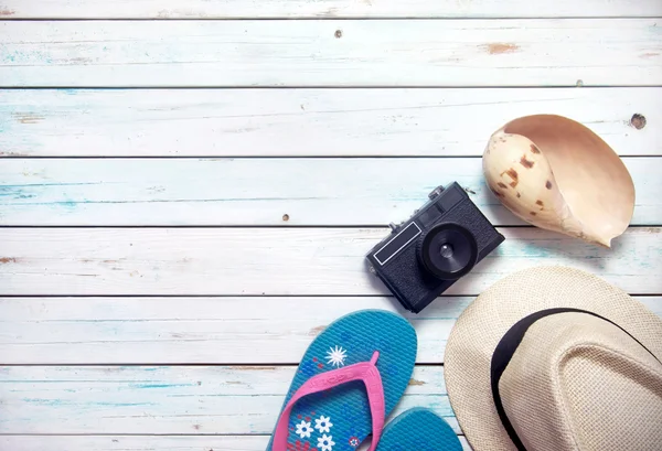 Flache Lage von Urlaubsgegenständen — Stockfoto