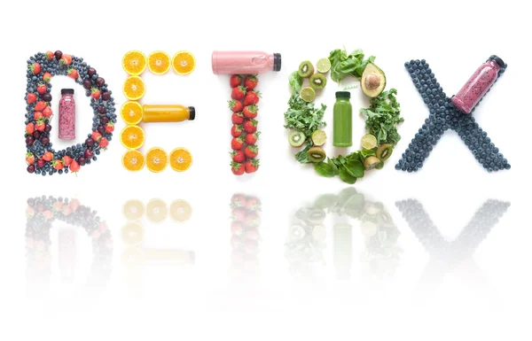 Detox word made from fruits and vegetables — Stock Photo, Image