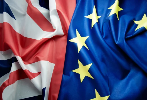 Banderas británicas y de la Unión Europea —  Fotos de Stock