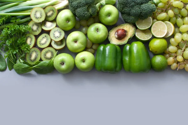 Assorted Healthy Fresh Green Fruits Vegetables — Stock Photo, Image