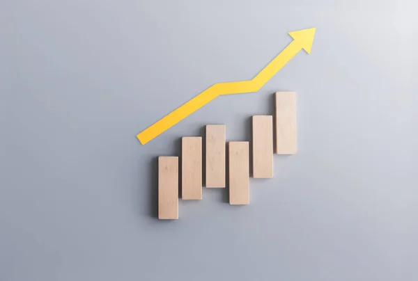 Pénzügyi Növekedés Helyreállítási Koncepció Üzleti Chart Blokkok Nyíl Felfelé — Stock Fotó