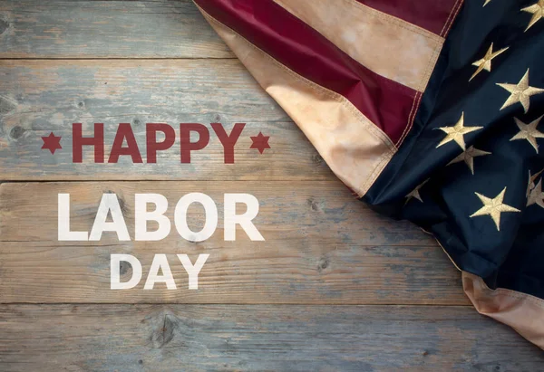 Šťastný Den Práce Banner Zpráva Americkou Vlajkou — Stock fotografie
