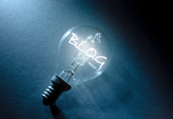 Blog text in light bulb — Stock Photo, Image