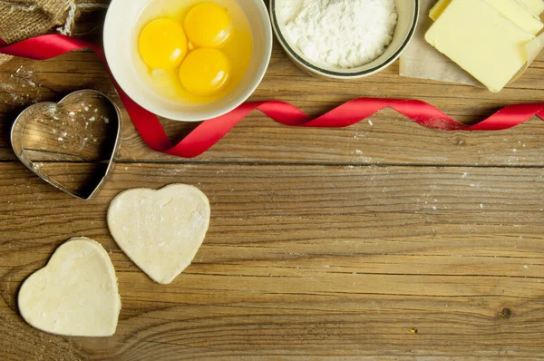 Valentines cookies voorbereiding — Stockfoto