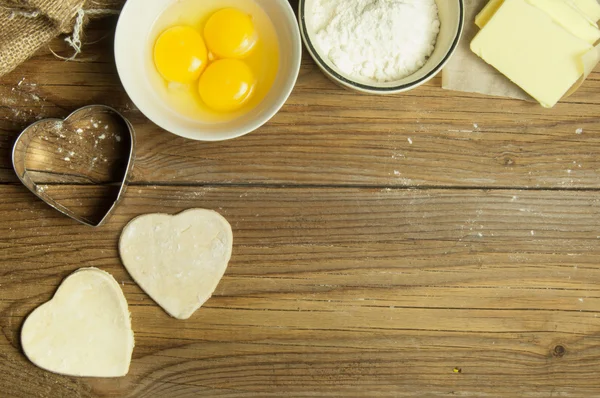 Préparation de biscuits Valentines — Photo