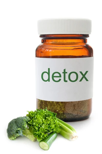 Medicine jar with detox pills — Stock Photo, Image