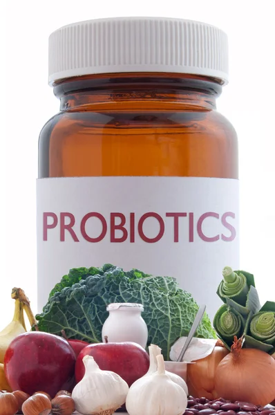 Probiotic pillen concept — Stockfoto