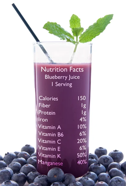 Blueberry juice nutrition facts — Stock Photo, Image