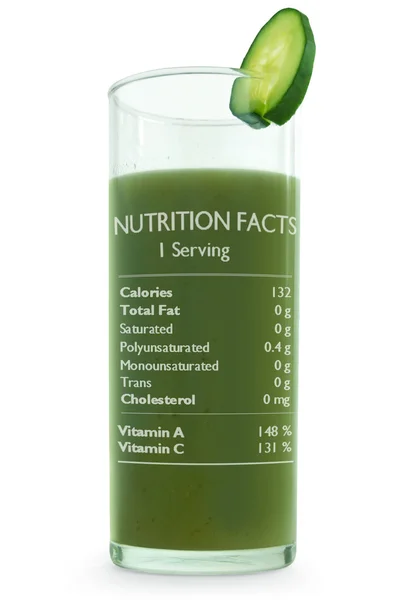 Vegetable juice with nutrition facts — Stock Photo, Image