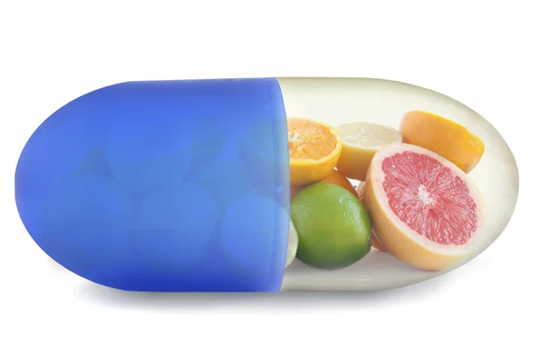 Primer plano de una píldora de vitamina C — Foto de Stock