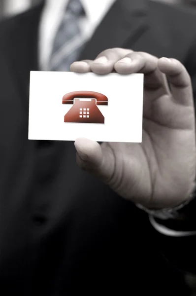 Telephone icon contact card — Stock Photo, Image