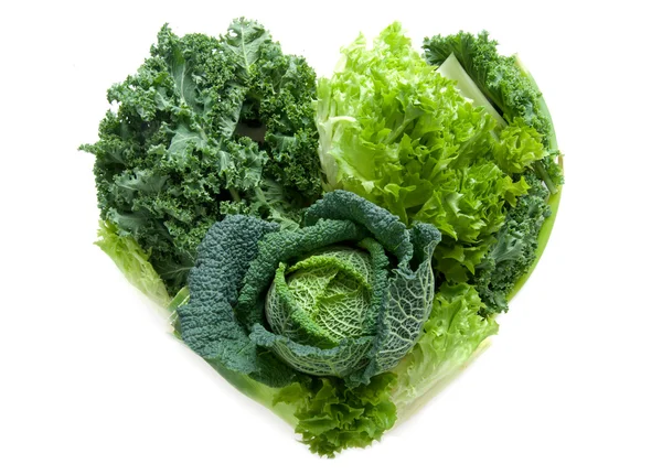 Corazón forma verduras verdes — Foto de Stock