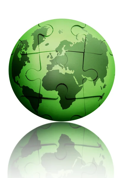 Groene puzzel globe — Stockfoto