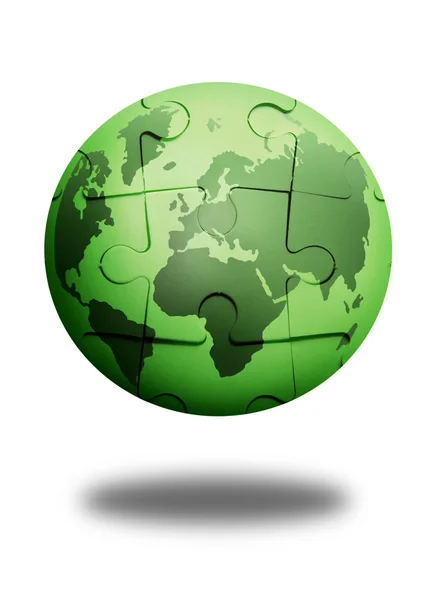 Groene puzzel globe — Stockfoto