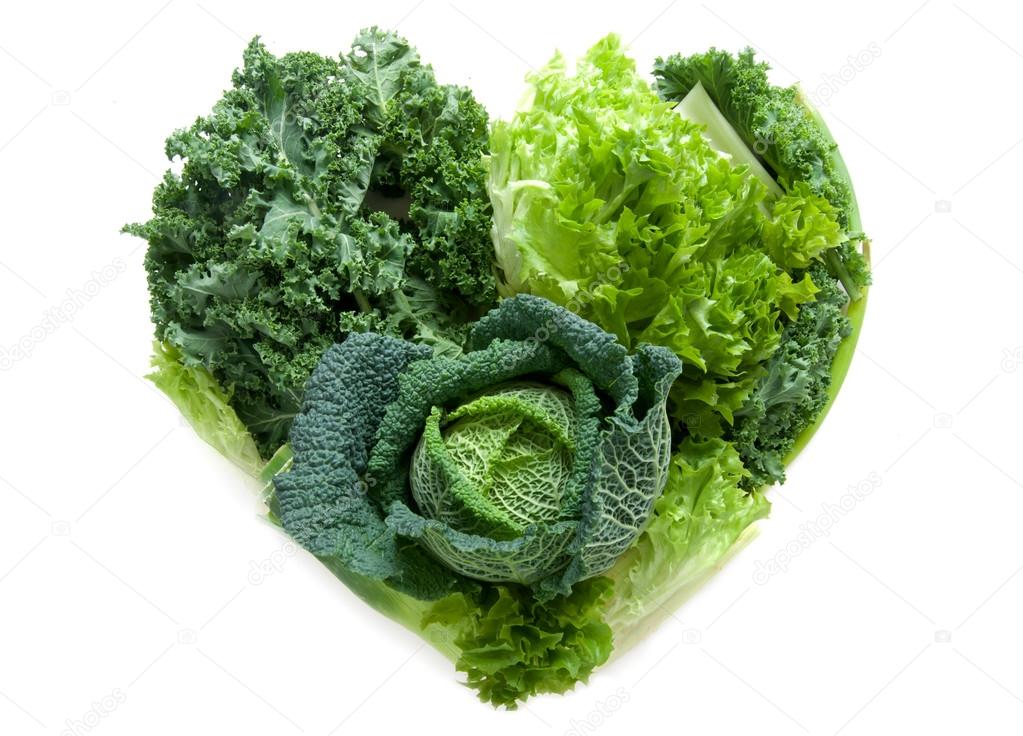 Heart shape green vegetables 
