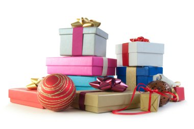 Birçok xmas hediye kutuları