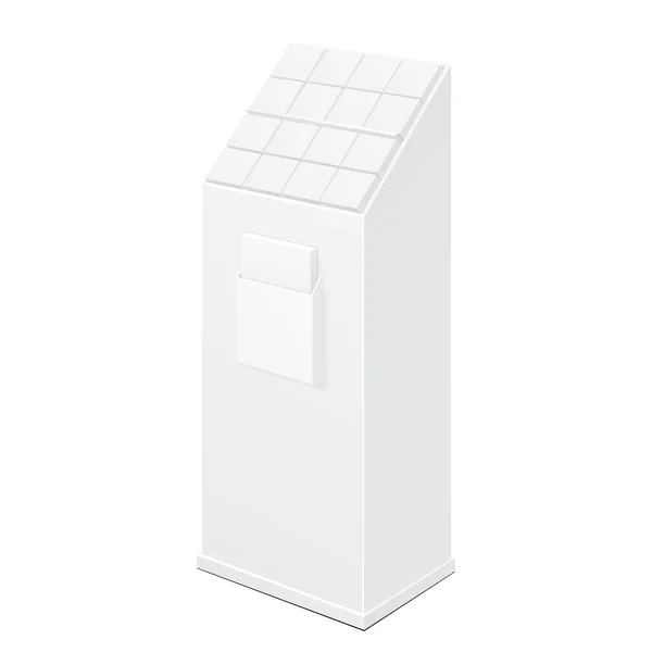 Fehér töltött Pos Poi karton padló kijelző Rack szupermarket üres üres megjeleníti a polcok termékek elszigetelt fehér háttér. Készen áll a Design. Termék csomagolás. Vektoros Efps10 — Stock Vector