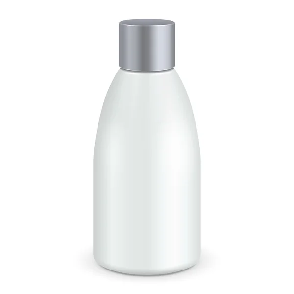 Cosmético, Higiene, Medical Grayscale Garrafa Plástica Branca de Gel, Sabão Líquido, Loção, Creme, Shampoo. Pronto para o seu design. Ilustração Isolado em fundo branco. Vetor EPS10 — Vetor de Stock