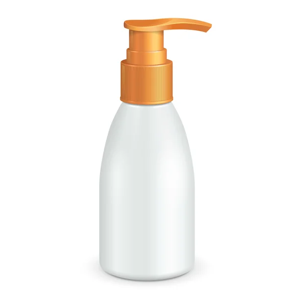 Gel, Schaum oder Flüssigseifenspender Pumpe Kunststoffflasche weiß. Mock-up-Produkte auf weißem Hintergrund isoliert. bereit für Ihr Design. Produktverpackung. Vektor eps10 — Stockvektor