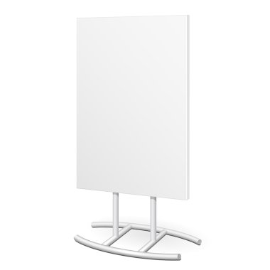 Basit Açık Kapalı Stander Reklam Stand Banner Shield Ekran, Reklam. Beyaz Arka Plan İzole Ürünler Kadar Mock. Tasarımınız için hazır. Ürün Paketleme. Vektör Eps10