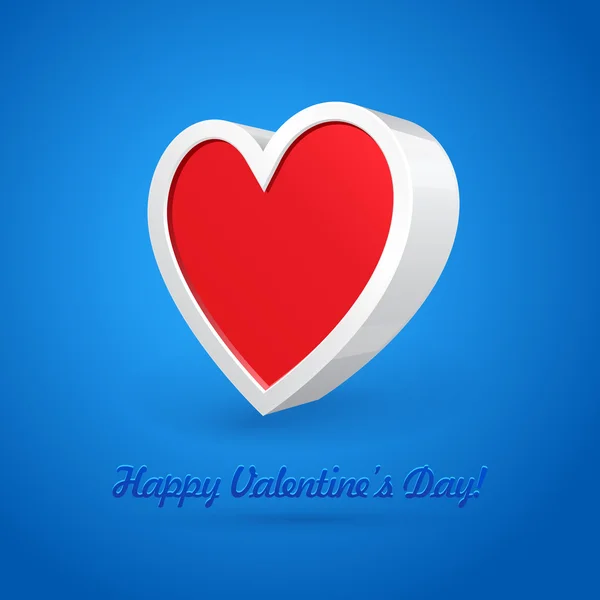 White 3D Plastic Heart Abstract Banner, Postcard, Greeting Card, Box On Blue Background. Valentines Day Illustration Postcard. Vector EPS10 — Stockvector