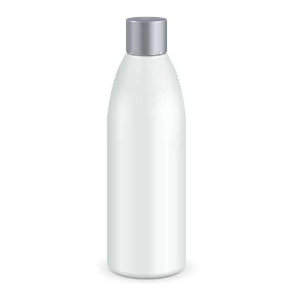 Cosmetic, Hygiene, Medical Grayscale White Plastic Bottle Of Gel, Liquid Soap, Lotion, Cream, Shampoo. Mock Up Ready For Your Design. Illustration Isolated On White Background. Vector EPS10 — Stock vektor