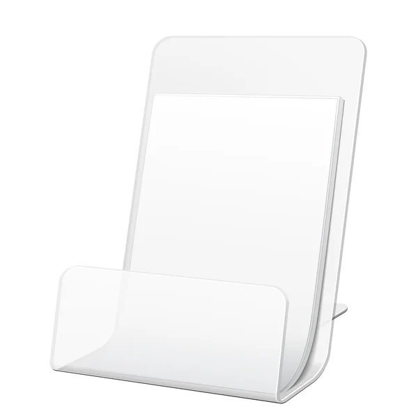 ΠΩΣ λευκό χαρτόνι κενό παρουσιάζουν κενά poi κάτοχος box για διαφημιστικά φυλλάδια, φυλλάδια ή προϊόντα σε άσπρο φόντο που απομονώνονται. έτοιμοι για το σχέδιό σας. συσκευασία του προϊόντος. διάνυσμα eps10 — Διανυσματικό Αρχείο