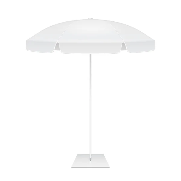 Προωθητικά πλατεία διαφήμιση υπαίθριο κήπο λευκή ομπρέλα ομπρέλα. Mock Up, πρότυπο. Εικονογράφηση που απομονώνονται σε λευκό φόντο. Έτοιμοι για το σχέδιό σας. Συσκευασία του προϊόντος. Διάνυσμα Eps10 — Διανυσματικό Αρχείο