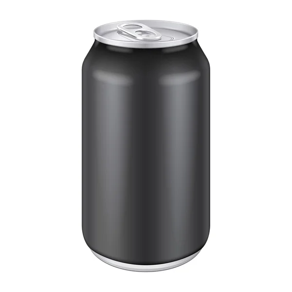 Svart metall aluminium dryck Drink kan 500 ml. redo för din Design. — Stock vektor