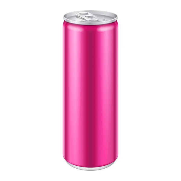 Pink Violet Metal Aluminum Beverage Drink Can. Ready For Your Design. Product Packing — Stok Vektör