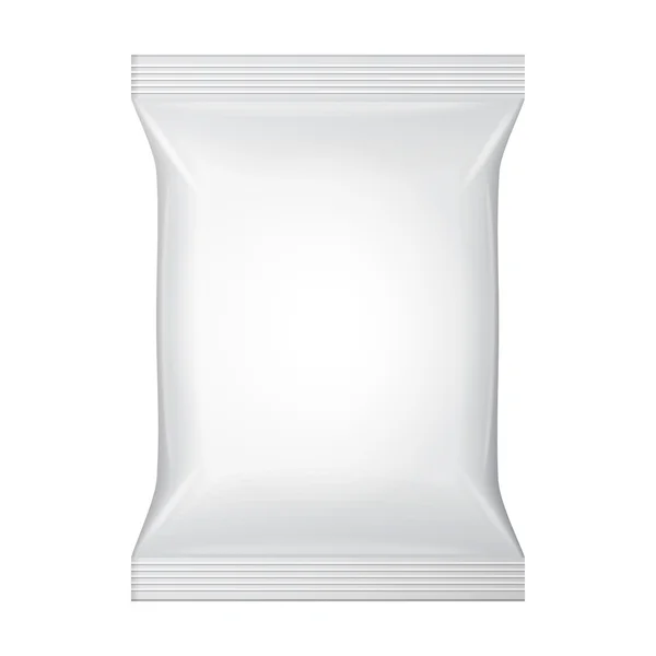 Saco branco da saqueta do lanche do alimento da folha branca que empacota para o café, sal, açúcar, pimenta, especiarias, saqueta, doces, microplaquetas, biscoitos ou doces —  Vetores de Stock