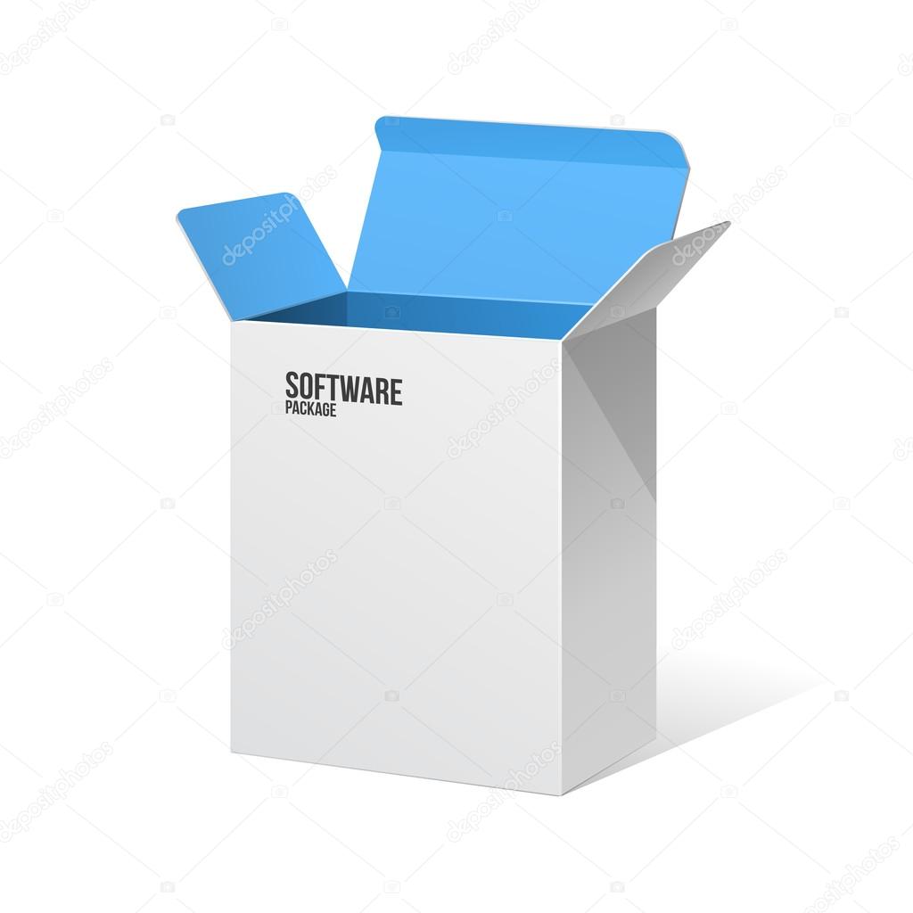 Software Package Box Opened White Inside Blue