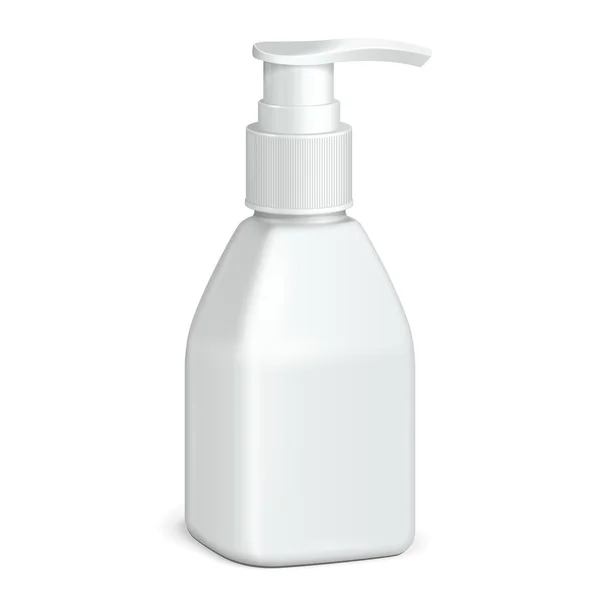 Gel, Foam Or Liquid Soap Dispenser Pump Plastic Bottle White. Ready For Your Design — Stock vektor