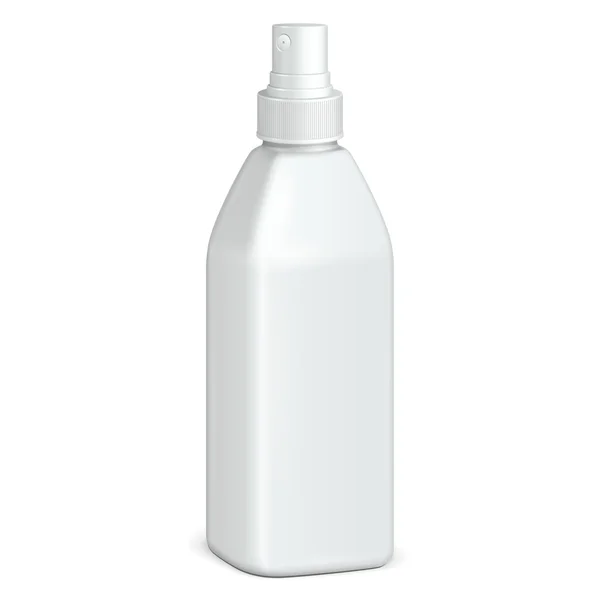 Spray kosmetischen Parfüms, Deos, Erfrischungsmittel oder antiseptischen Medikamenten Kunststoffflasche weiß. bereit für Ihr Design — Stockvektor