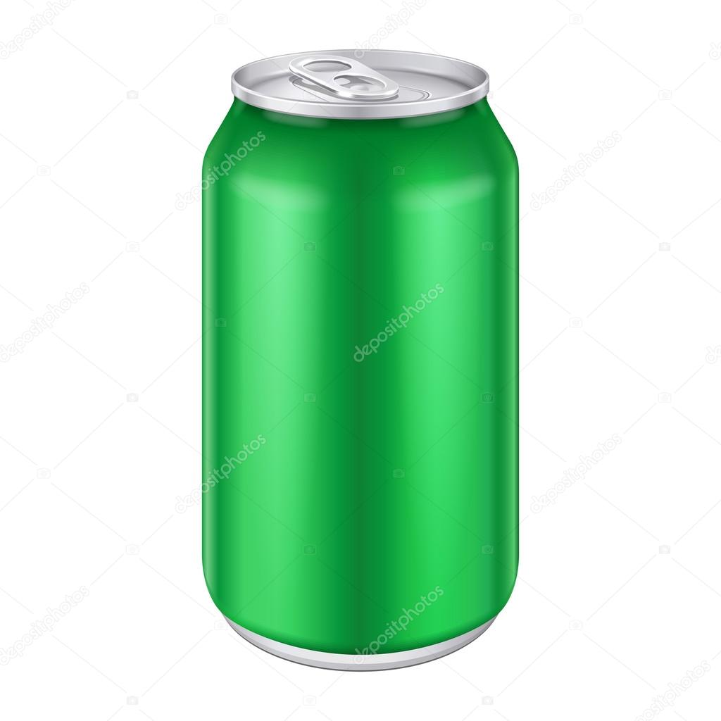 Green Metal Aluminum Beverage Drink Can 500ml. Ready For Your Design. Product Packing
