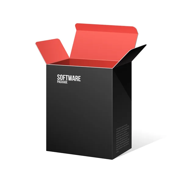 Software pakket Box geopend Black binnen Red — Stockvector