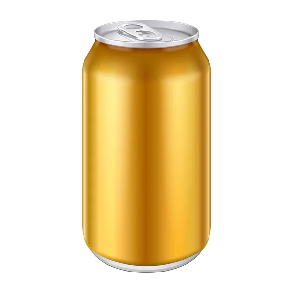 Žlutá oranžová zlaté bronzové kovové hliníkové nápoj nápoj může 500 ml. připraven pro váš návrh. Balení produktu — Stockový vektor