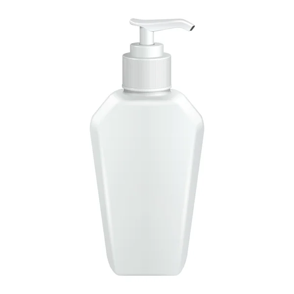 Gel, Foam Or Liquid Soap Dispenser Pump Plastic Bottle White (dalam bahasa Inggris). Siap Untuk Desain Anda. Pengepakan Produk - Stok Vektor