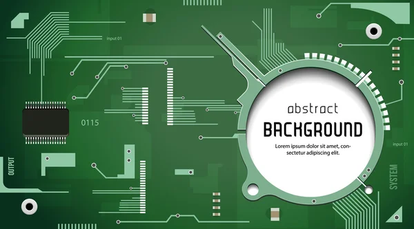 Carte de circuit imprimé avec processeur processeur puce arrière-plan vectoriel vert — Image vectorielle