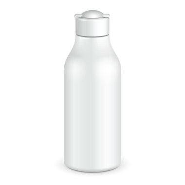 Kozmetik Veya Hijyen Grayscale Beyaz Plastik Şişe Jel, Sıvı Sabun, Losyon, Krem, Şampuan. İllüstrasyon Yalıtılmış .