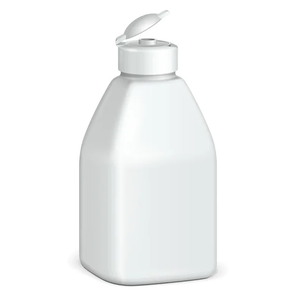Botella plástica blanca de gel, jabón líquido, loción, crema, champú. Ilustración Aislado . — Archivo Imágenes Vectoriales