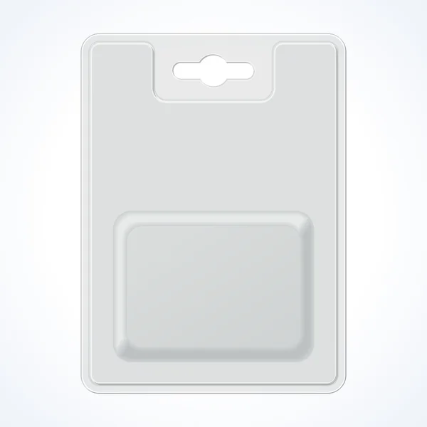 Plastové průhledné blistr s Hang Slot, balíček produktu. Ilustrace izolované na bílém pozadí. Připraven pro návrh. — Stockový vektor