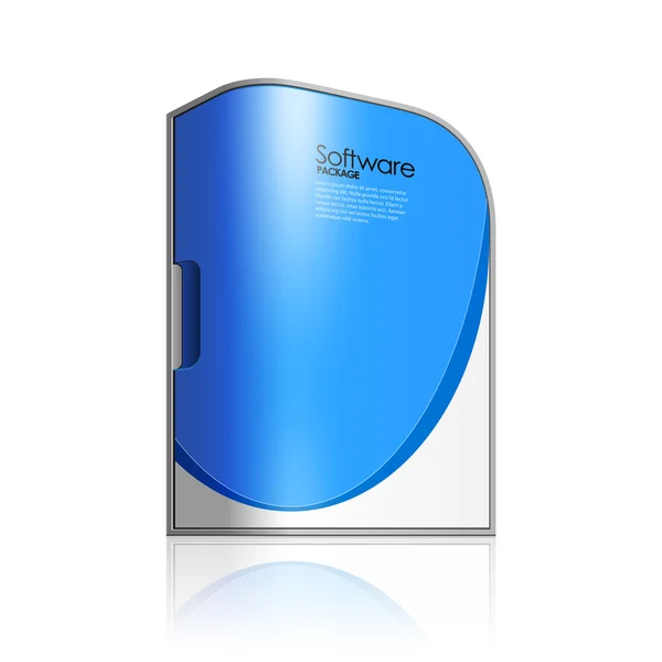 Μπλε λογισμικό κιβώτιο με στρογγυλεμένες γωνίες — Διανυσματικό Αρχείο